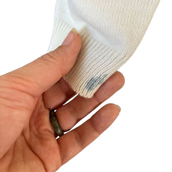 Vintage 60s Cream Knit High Neck Long Sleeve Top Medium - Picture 7 of 7